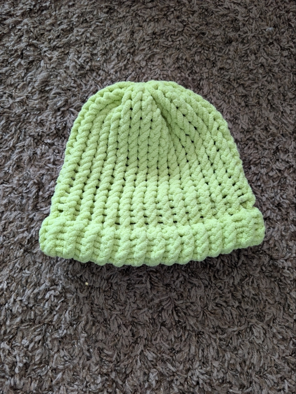 Cozy Hand Knit Beanie - Lime Green